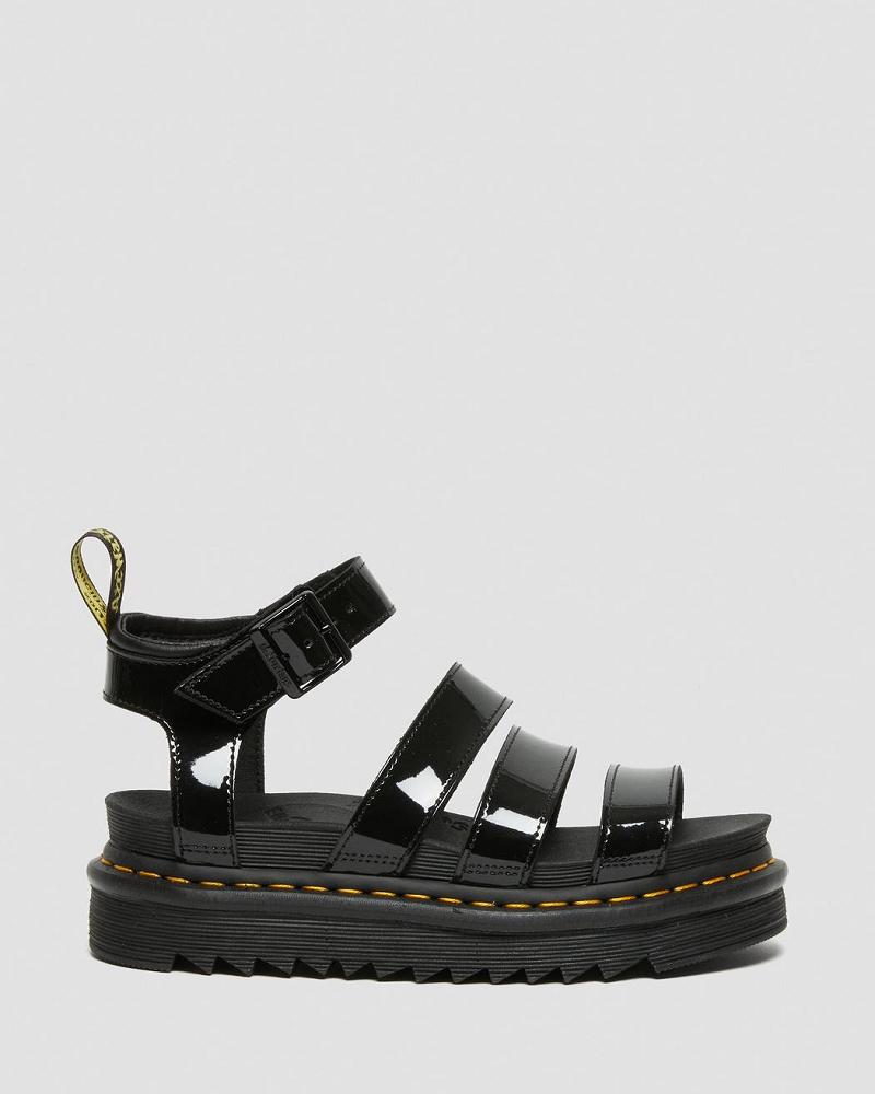 Sandalias Con Tiras Dr Martens Blaire Charol Cuero Mujer Negros | MX 464JPQ